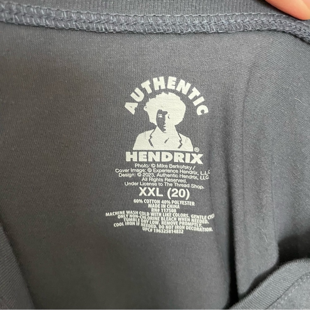 Authentic Hendrix Jimi Hendrix Tee Shirt Graphic Sparkle Glitter Grey Blue - Picture 10 of 11